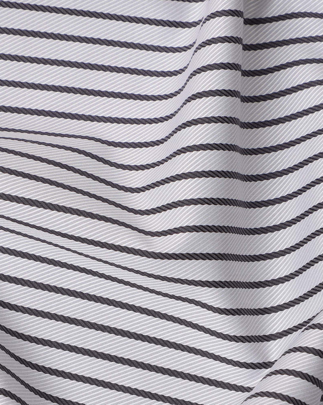 White and Black Horizontal Stripe Cotton Shirting Fabric, Width 150 Cms, Made in Japan-D26064