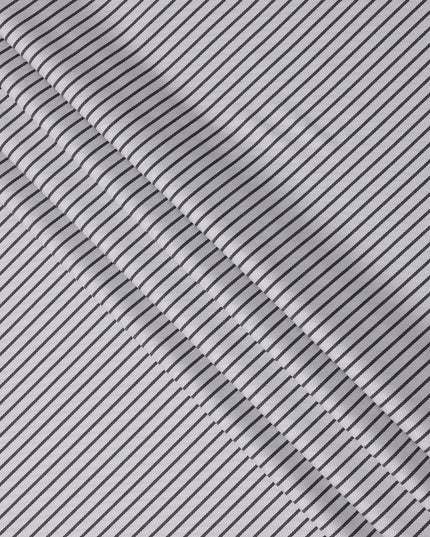 White and Black Horizontal Stripe Cotton Shirting Fabric, Width 150 Cms, Made in Japan-D26064