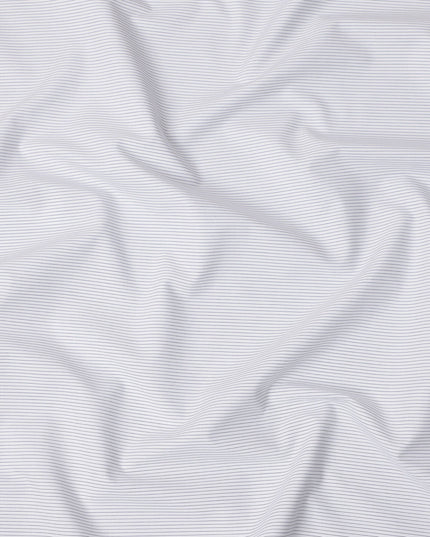 White and Navy Fine Stripe Cotton Shirting Fabric, Width 150 Cms, Made in Japan-D26067