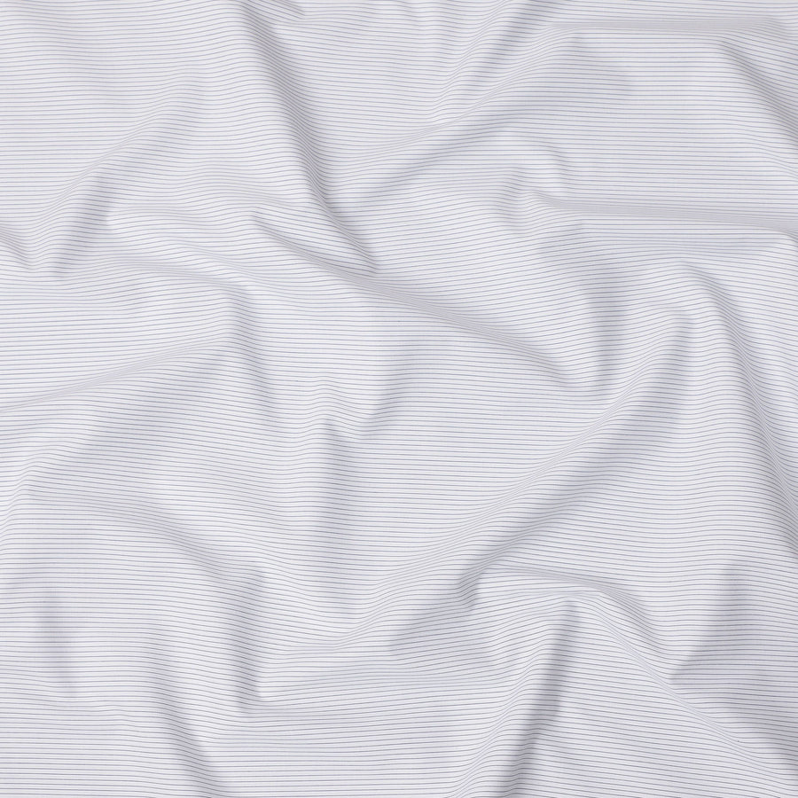 White and Navy Fine Stripe Cotton Shirting Fabric, Width 150 Cms, Made in Japan-D26067