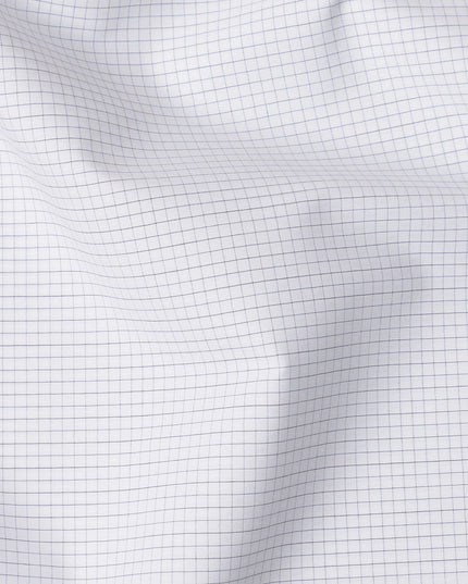 White and Blue Micro Check Cotton Shirting Fabric, Width 150 Cms, Made in Japan-D26058