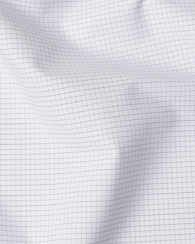 White and Blue Micro Check Cotton Shirting Fabric, Width 150 Cms, Made in Japan-D26058
