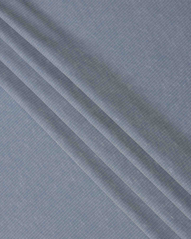 Sky Blue White Checked Cotton Linen Shirting Fabric, Width 150 Cms, Made in Japan-D26061