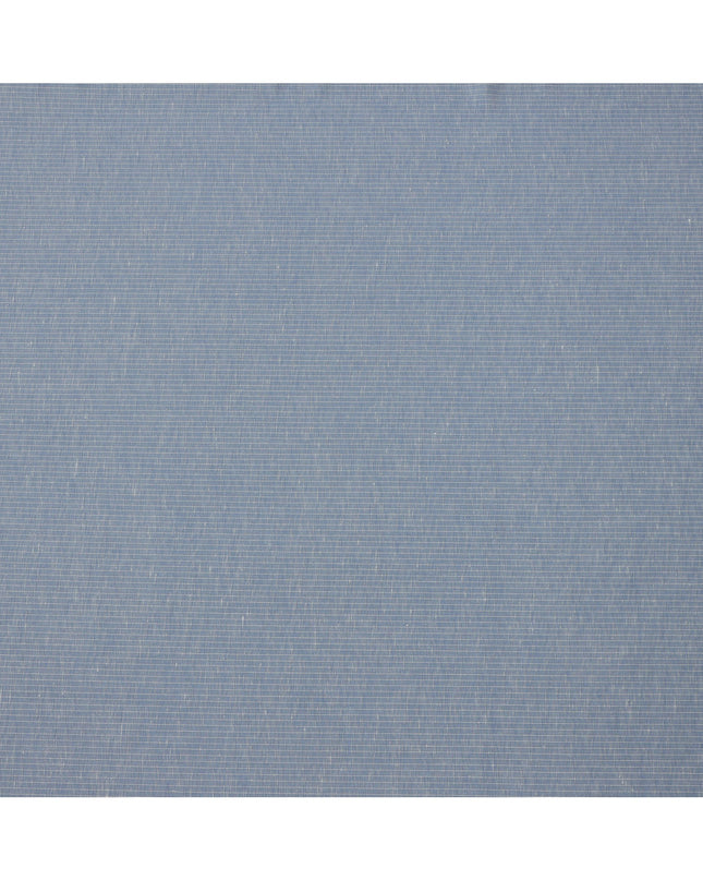 Sky Blue White Checked Cotton Linen Shirting Fabric, Width 150 Cms, Made in Japan-D26061