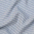 Sky Blue and White Horizontal Stripe Cotton Linen Shirting Fabric, Width 150 Cms, Made in Japan-D26065