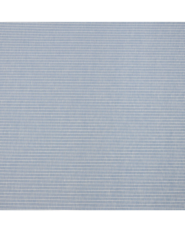Sky Blue and White Horizontal Stripe Cotton Linen Shirting Fabric, Width 150 Cms, Made in Japan-D26065