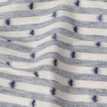White and Blue Striped with Dot Motif Synthetic Cotton Fabric, 140 Cms, India-D25375