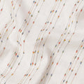 Off White Vertical Multicolor Dotted Stripe Synthetic Cotton Fabric, 140 Cms, India-D25376