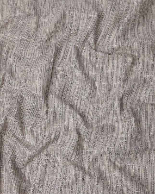 Grey Viscose Cotton Blended Fabric with Textured Striped Woven Design, 110 cms Width, Made in India-D25092