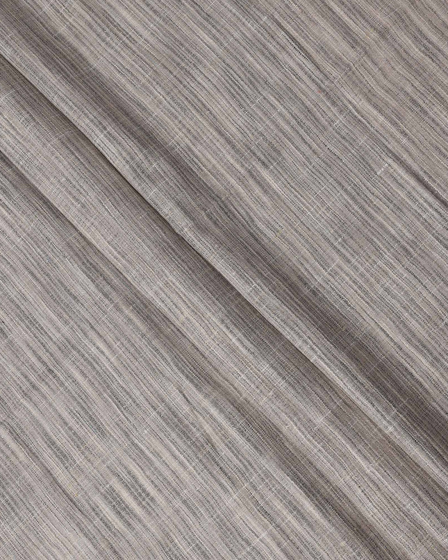 Grey Viscose Cotton Blended Fabric with Textured Striped Woven Design, 110 cms Width, Made in India-D25092