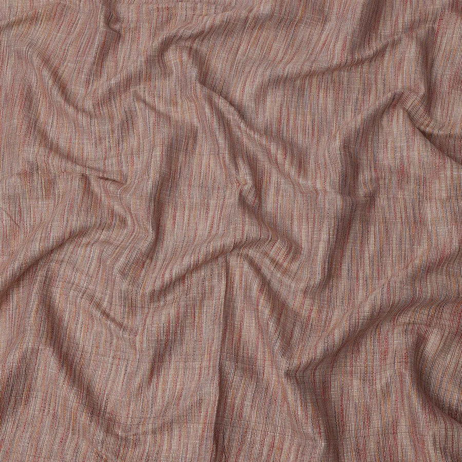 قماش فيسكوز بني ممزوج بالقطن بتصميم مخطط متعدد الألوان، عرض 110 سم، صنع في الهند - D25093