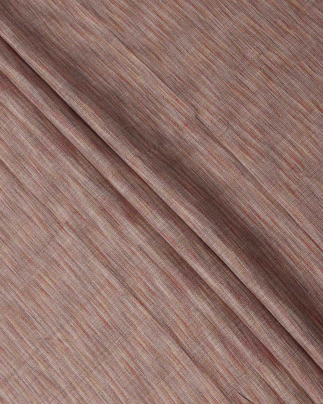 Brown Viscose Cotton Blended Fabric with Multicolor Striped Woven Design, 110 cms Width, Made in India-D25093