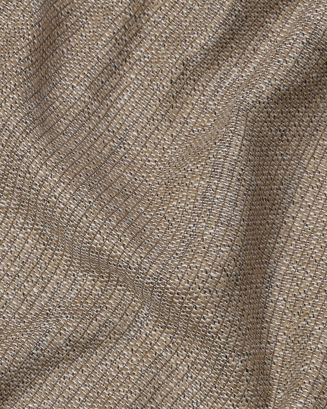 Beige Viscose Cotton Blended Fabric with Textured Woven Design, 110 cms Width, Made in India-D25091