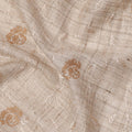 Beige Floral Embroidered Tussar Silk Fabric, 110 Cms Width, India-D25181