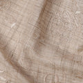 Beige Self Floral Embroidered Tussar Silk Fabric, 110 Cms Width, India-D25182