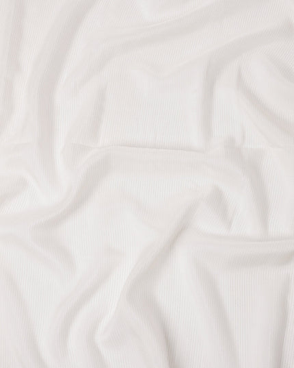 White Striped Synthetic Organza Fabric, 110 Cms, India-D25469