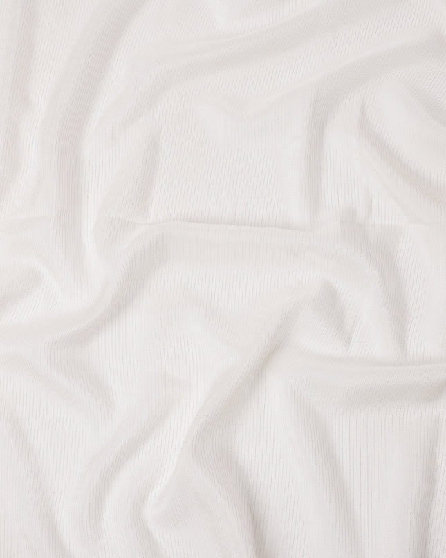 White Striped Synthetic Organza Fabric, 110 Cms, India-D25469