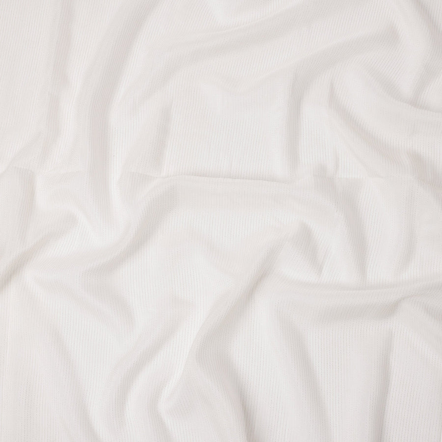 White Striped Synthetic Organza Fabric, 110 Cms, India-D25469