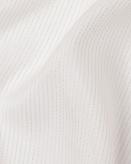 White Striped Synthetic Organza Fabric, 110 Cms, India-D25469