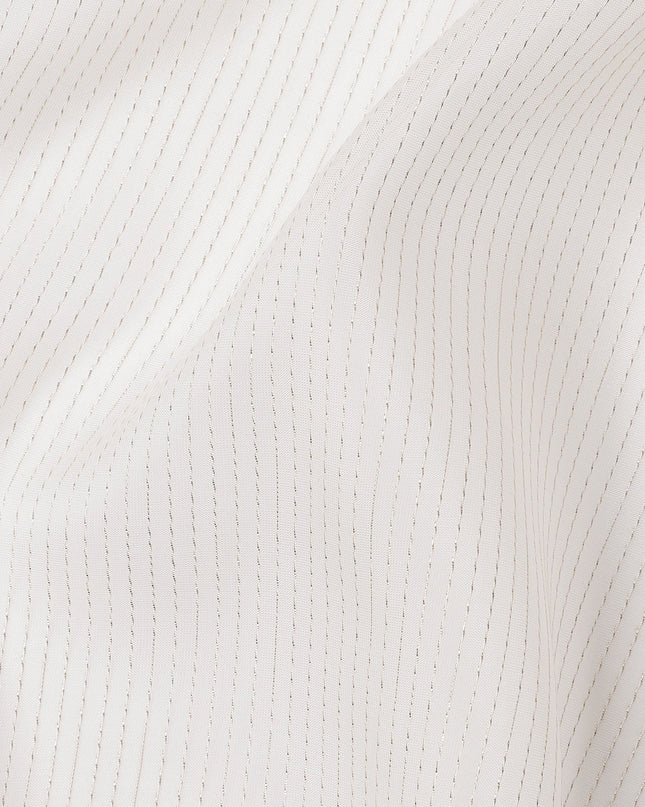 White Striped Synthetic Organza Fabric, 110 Cms, India-D25469
