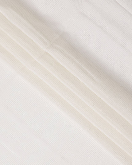 White Striped Synthetic Organza Fabric, 110 Cms, India-D25469