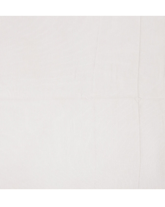 White Striped Synthetic Organza Fabric, 110 Cms, India-D25469