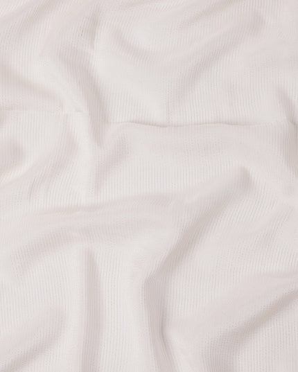 Off White Striped Synthetic Organza Fabric, 110 Cms, India-D25479