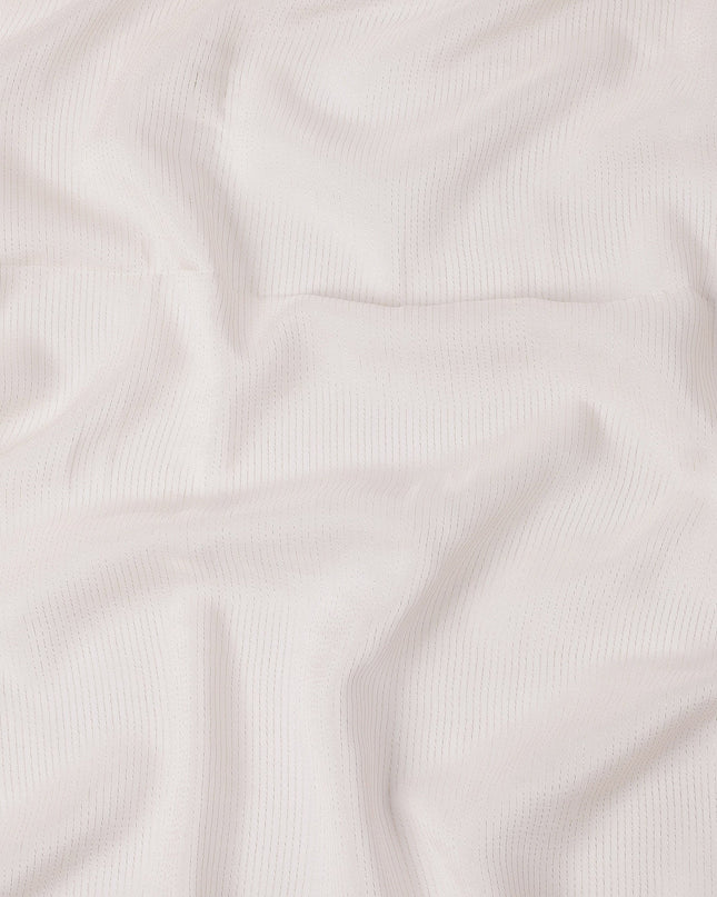 Off White Striped Synthetic Organza Fabric, 110 Cms, India-D25479