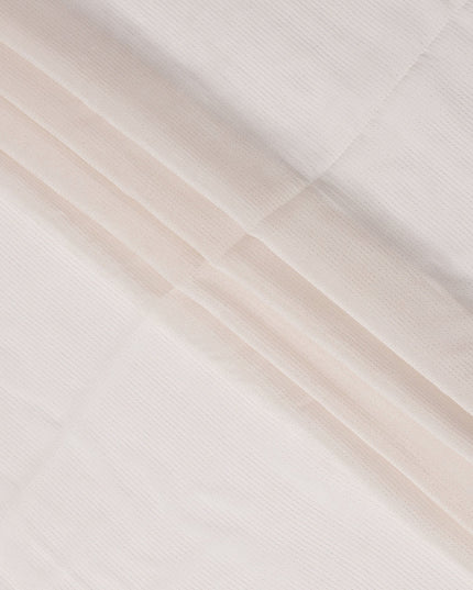 Off White Striped Synthetic Organza Fabric, 110 Cms, India-D25479