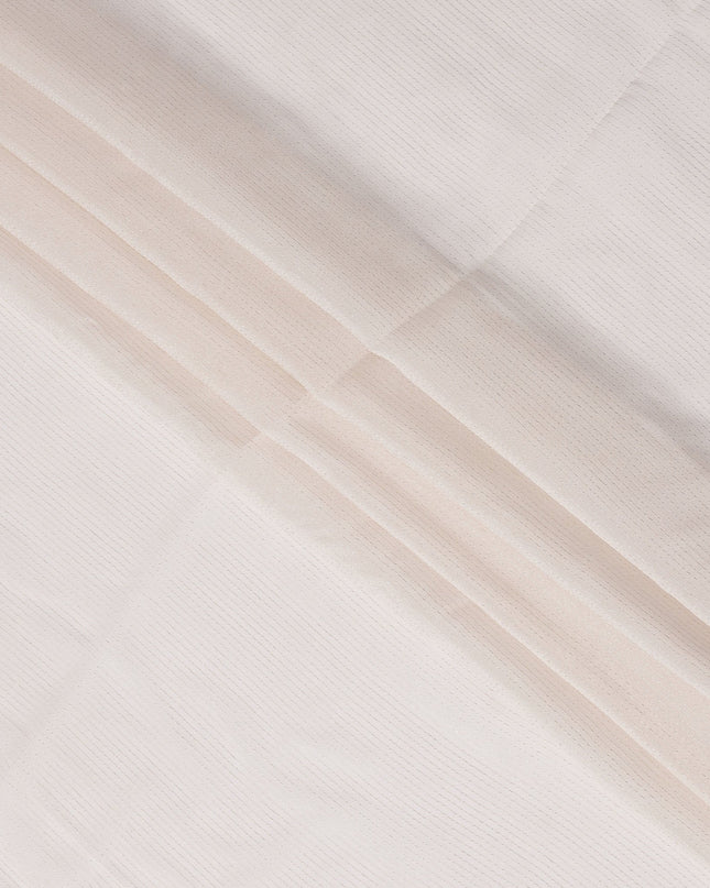 Off White Striped Synthetic Organza Fabric, 110 Cms, India-D25479