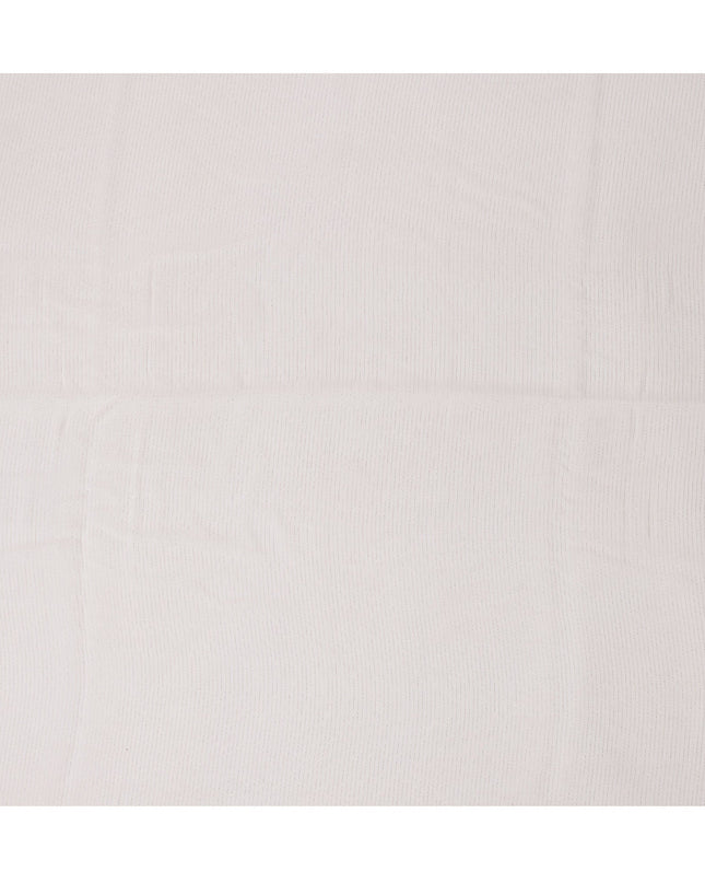 Off White Striped Synthetic Organza Fabric, 110 Cms, India-D25479