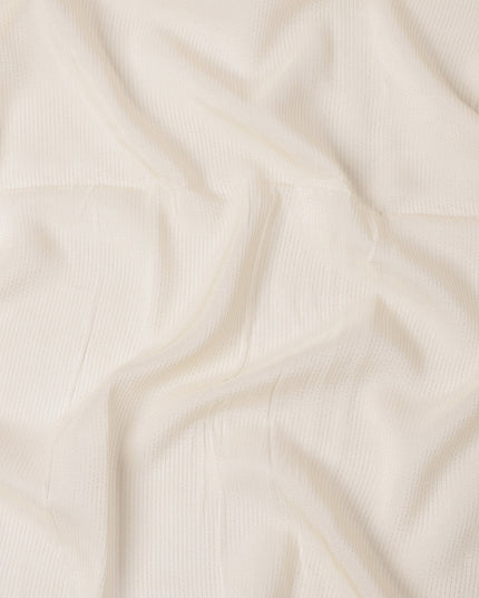 Light Peach Striped Synthetic Organza Fabric, 110 Cms, India-D25472