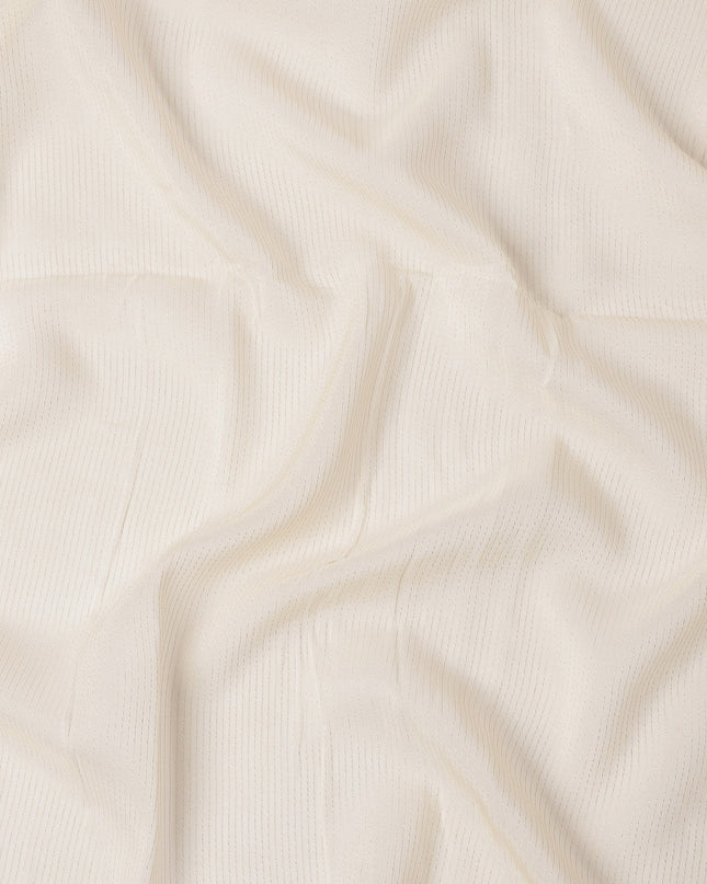 Light Peach Striped Synthetic Organza Fabric, 110 Cms, India-D25472