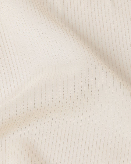 Light Peach Striped Synthetic Organza Fabric, 110 Cms, India-D25472