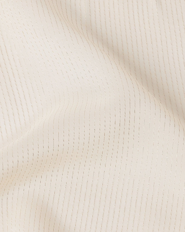 Light Peach Striped Synthetic Organza Fabric, 110 Cms, India-D25472