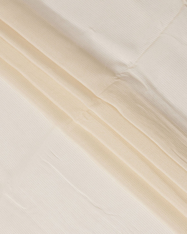 Light Peach Striped Synthetic Organza Fabric, 110 Cms, India-D25472