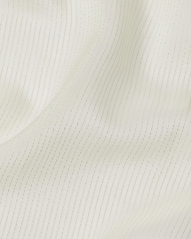 Light Laurel Green Striped Synthetic Organza Fabric, 110 Cms, India-D25473