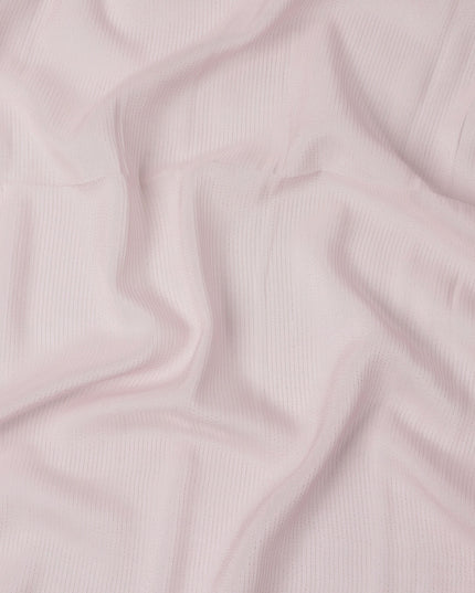 Light Pink Striped Synthetic Organza Fabric, 110 Cms, India-D25474