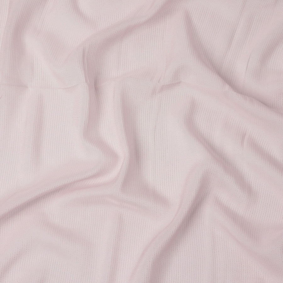 Light Pink Striped Synthetic Organza Fabric, 110 Cms, India-D25474