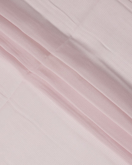 Light Pink Striped Synthetic Organza Fabric, 110 Cms, India-D25474