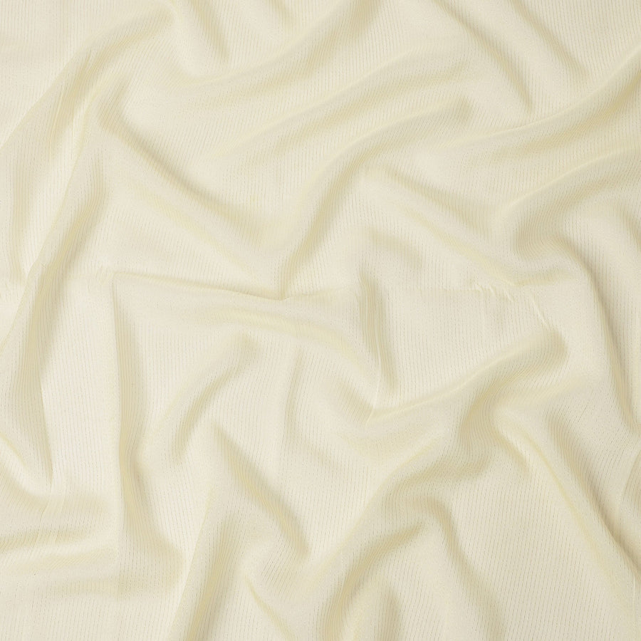 Yellow Striped Synthetic Organza Fabric, 110 Cms, India-D25470