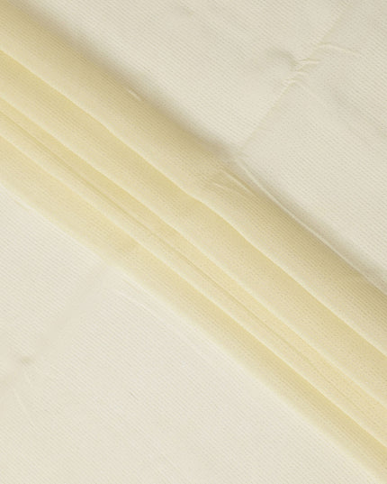 Yellow Striped Synthetic Organza Fabric, 110 Cms, India-D25470