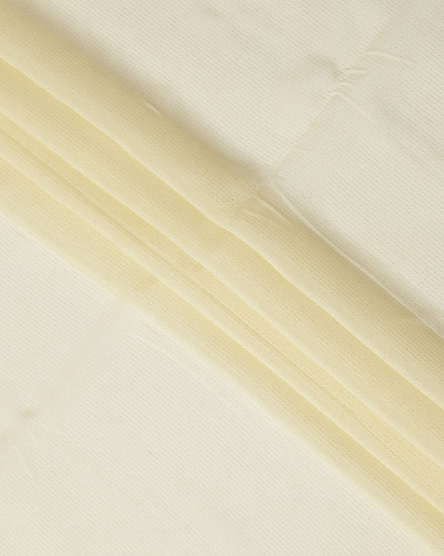 Yellow Striped Synthetic Organza Fabric, 110 Cms, India-D25470