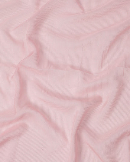 Light Pink Striped Synthetic Organza Fabric, 110 Cms, India-D25478