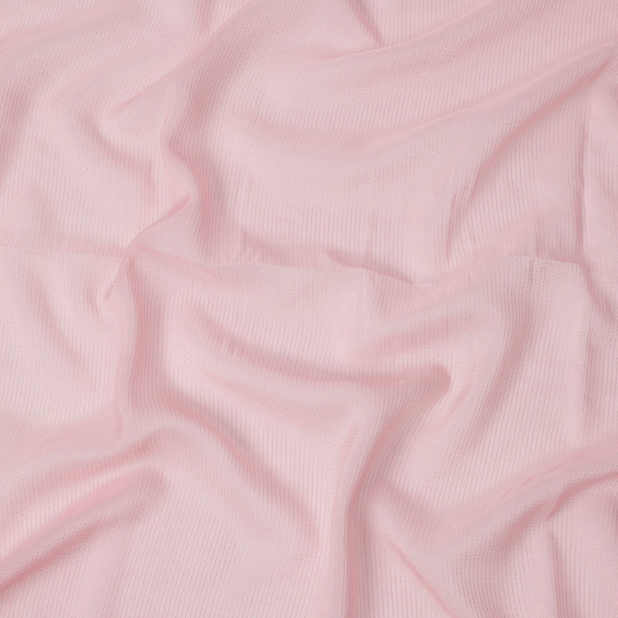 Light Pink Striped Synthetic Organza Fabric, 110 Cms, India-D25478
