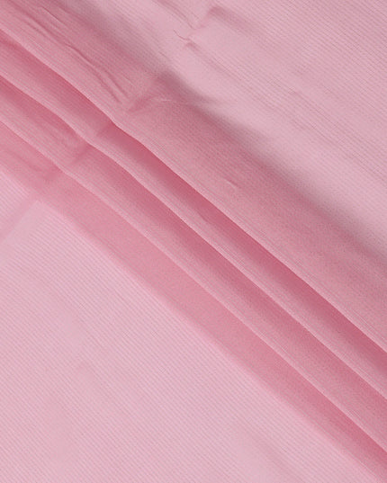 Pink Striped Synthetic Organza Fabric, 110 Cms, India-D25477