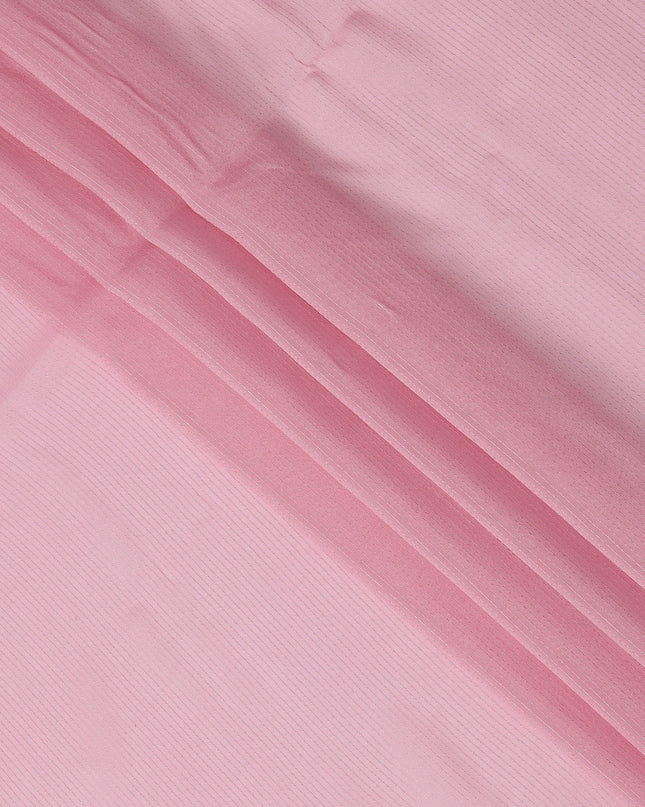 Pink Striped Synthetic Organza Fabric, 110 Cms, India-D25477