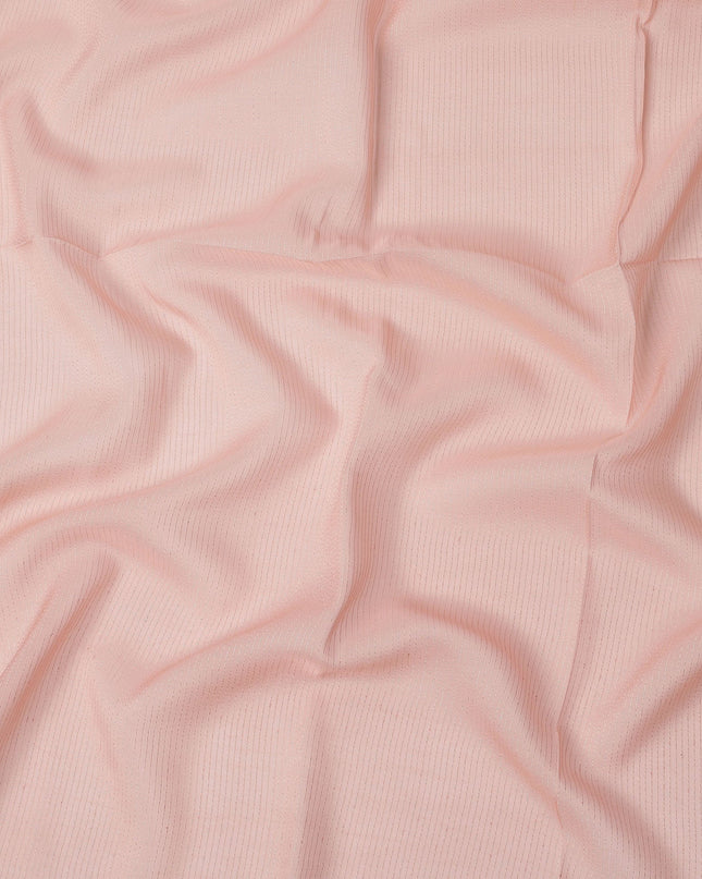 Peach Striped Synthetic Organza Fabric, 110 Cms, India-D25475
