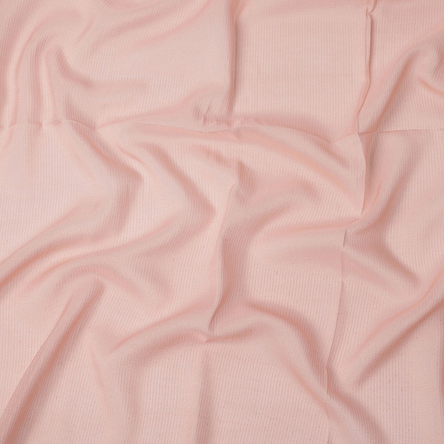 Peach Striped Synthetic Organza Fabric, 110 Cms, India-D25475