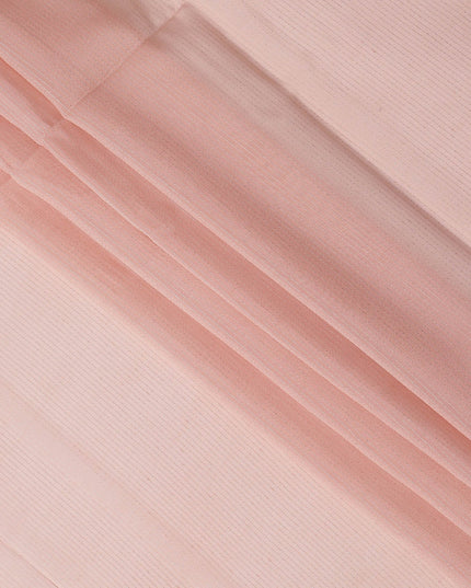 Peach Striped Synthetic Organza Fabric, 110 Cms, India-D25475